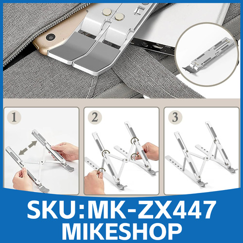 Soporte Plegable Aluminio Portátil Apoya Laptop Tablet 8-17 Plateado
