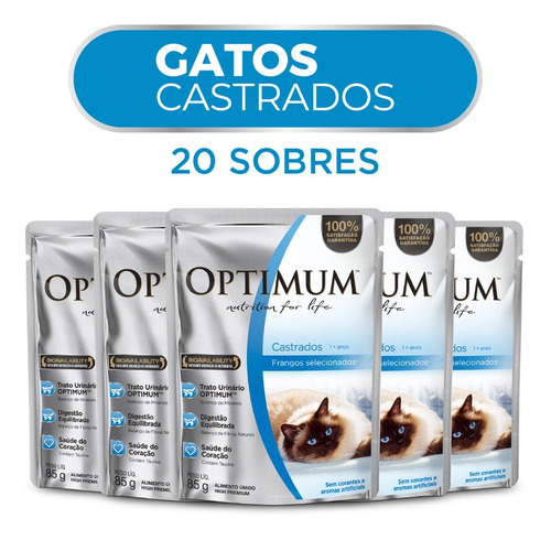 Optimum Alimento Húmedo Gato Castrado Pollo X 20 Sobres