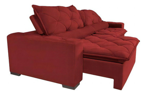 Sofá Lisboa 2,92m Retrátil Reclinável Cor Vermelho