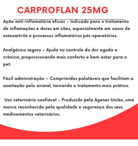 Anti-inflamatório Para Cães Agener União Carproflan 25mg