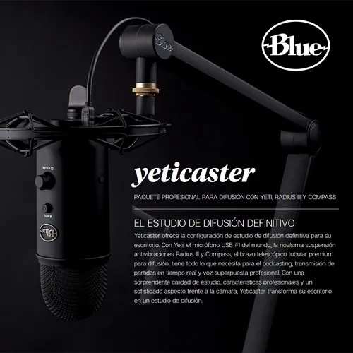 Combo Micrófono Yeti + Radius Iii + Compass, Blue Yeticaster