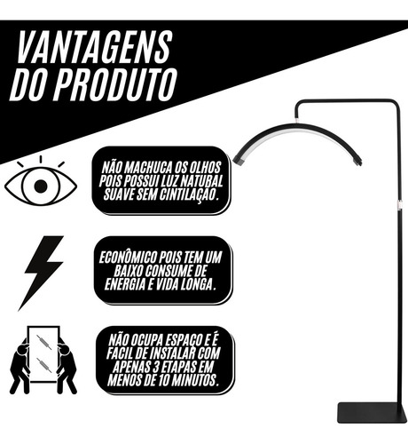 Kit Arco De Luz Led Lua + Kit De Sobrancelhas Profissional