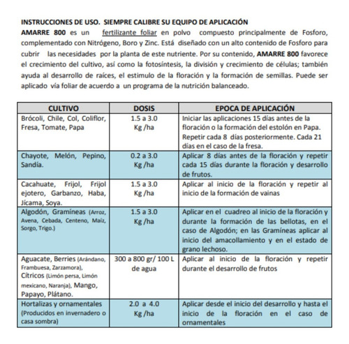Imagen 2 de 2 de Amarre 800 1 Kg Fertilizante Foliar Para Aguacate Y Frutales