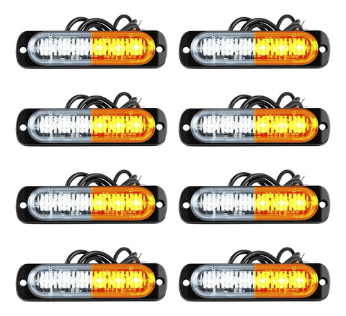 Luces De Emergencia Estroboscópicas Led, 8x Ámbar Blanco 6