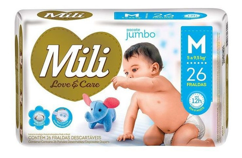 Imagem 4 de 4 de Fralda Descartável Mili-tamanho M-4pacotes-total=104 Fraldas