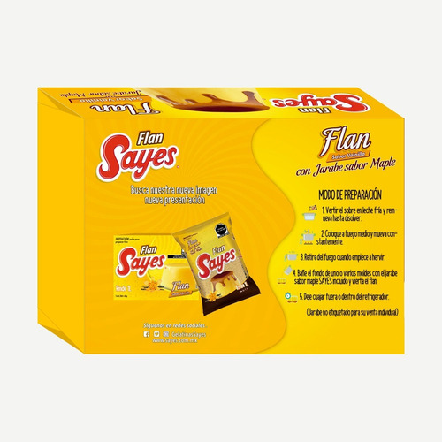 Imagen 2 de 3 de Flan Sayes En Polvo Sabor Vainilla Con Caramelo 60gr