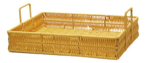 Bandeja Tejida Para Servir, Cesta Tejida, Amarillo
