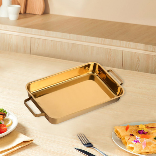 Bandeja Para Asar De Acero Inoxidable Con Asas, Bandeja Oro