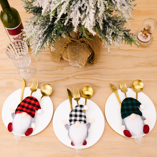 3 Soportes Para Cubiertos Con Diseño De Gnomo Navideño