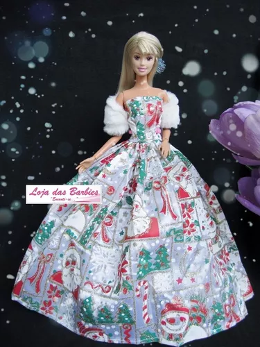 Carocheri roupas boneca barbie vestidos vestido vestido vestido com sapato  vestido conjunto presente de aniversario de natal de natal 69