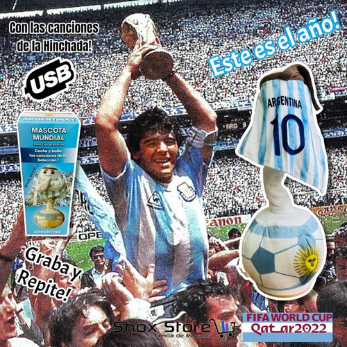 Muñeco Argentina Bailarin Luz Graba Mundial Cactus Original