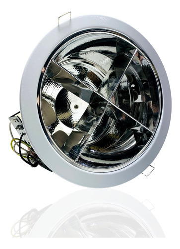 Luminária Embutir Redonda Compacta Com Aleta P/ 2 Lamp E27 Cor Branco 110V/220V
