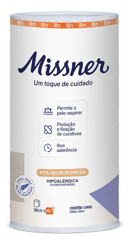 Fita Cirurgica Microporosa Bege 10cm X 10m - Missner