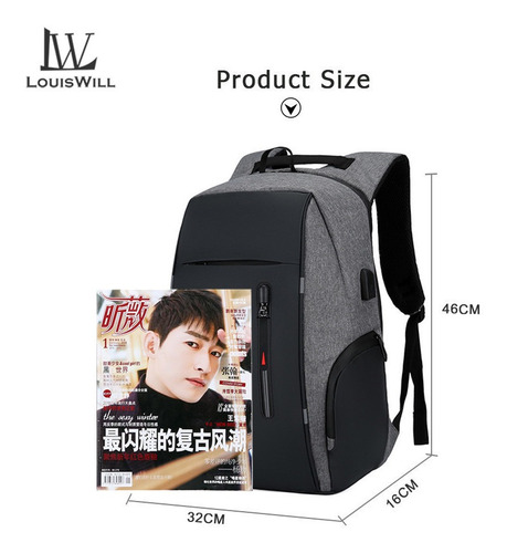 Louiswill Mochila Computadora Para Hombre Puerto Carga Usb Louiswill Mochila Computadora Para Hombre Puerto Carga Usb