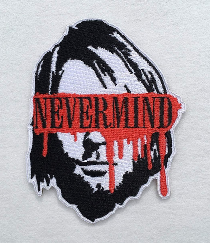 (red) - Kurt Cobain Face Patches Iron On Sew Nirvana Ro...