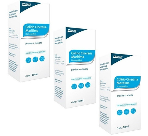 Cinerária Marítima Homeopático 10ml Kit 3 - Colírio Provets