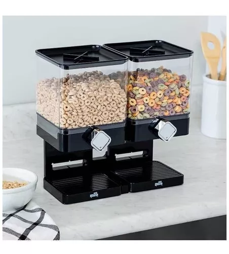 Dispensador doble de alimentos – Dispensador de alimentos secos perfecto  como dispensador de dulces, nueces, arroz, granola, cereales y más.  Dispensa