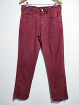 Comprar Pantalón Jean Corte Recto Tannery Color Bordo Impecable