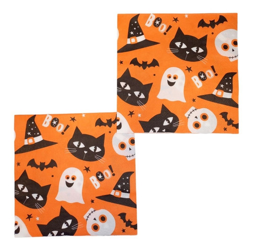 Imagen 3 de 5 de Servilletas Descartables Boo Halloween Gato Negro X20