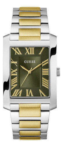 Reloj Guess Clyde Bitono Hombre Bisel Plateado Fondo Verde
