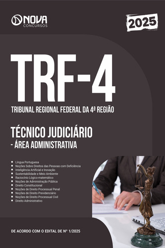 Apostila Trf-4 2025 - Técnico Judiciário - Área Administrativa Do Tribunal Regional Federal Da 4a Região - Editora Nova