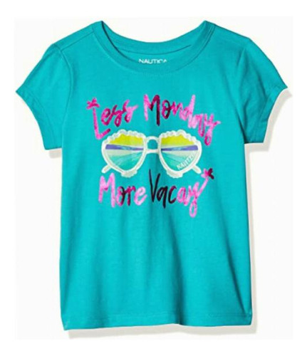 Nautica Playera Gráfica De Manga Corta Para Niña, Vacay Color Blue Vacay