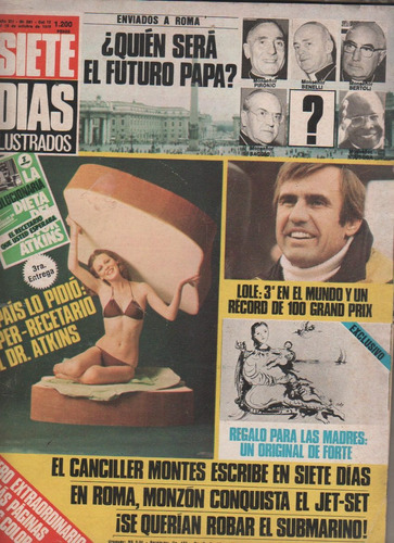 Antigua Revista Siete Dias Nº 591 Año 1978 Reuteman, Monzon