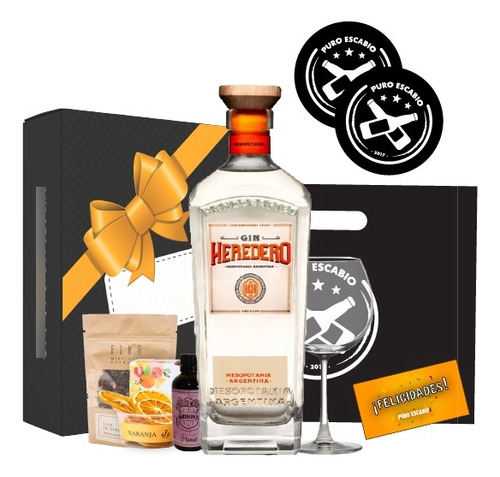 Kit Regalo Gin Heredero 750ml Box + Copa Transparente