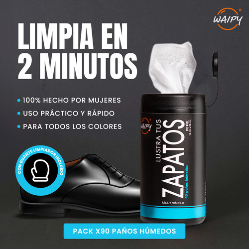 Kit Limpieza Y Lustrado Zapatos Toallitas Waipy Profesional
