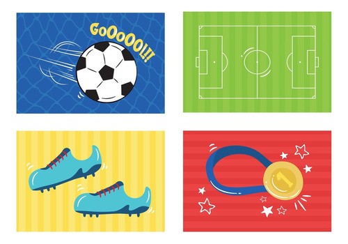 Placas Decorativas Futebol Infantil Kids Kit 4un 30x40cm