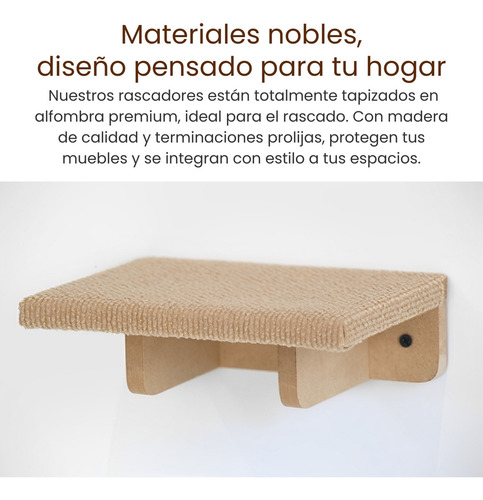 Rascador Para Gatos De Pared Tapizado. Combo Sid Color Gris