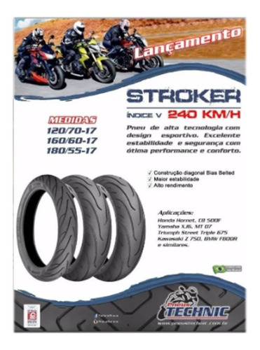 Pneu 120/70-17 Technic Stroker 58v Dianteiro Hornet Bandit
