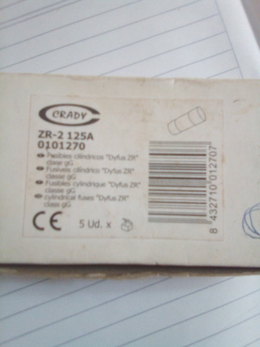 Fusible Cilindrico De Cerámica Zr2 125a.gg 500v 100ka