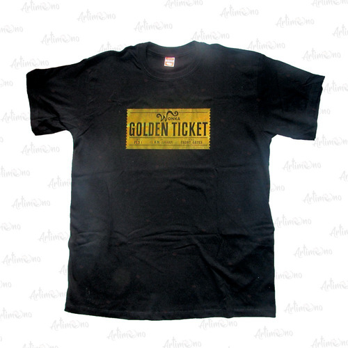 Camiseta Estampada Vinil Metalizado Dorado   Golden Ticket 