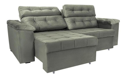 Imagem 8 de 8 de Sofá New Itália 2,72 Mts Retrátil E Reclinável Suede Cinza