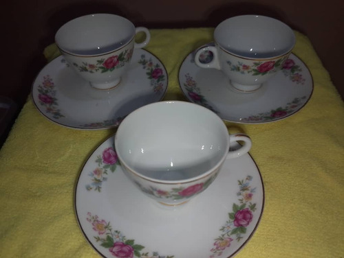 Juego De 3 Tazas De Café Con Plato (Usado)