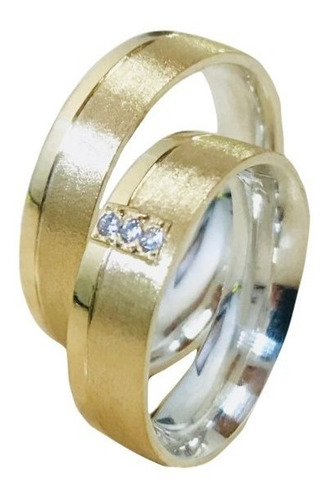 Pé (uma) Aliança Prata 925 Revestida Em Ouro 18k - 6mm