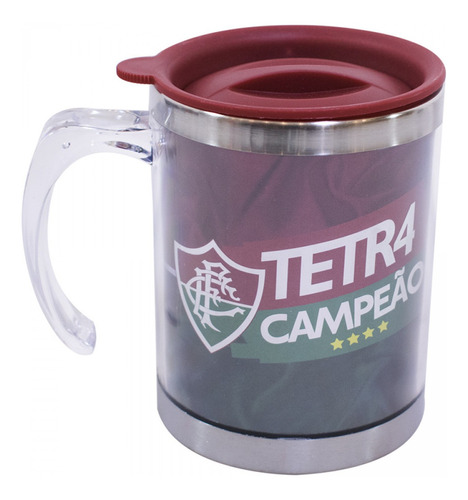 Caneca Térmica Acrílica Fluminense Tetra Campeão 400 Ml Cor Vinho