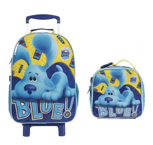 Kit Mochila Infantil Cachorrinho As Pista De Blue Rodinhas G