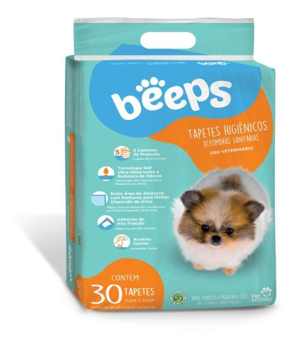 Tapete Higiênico Beeps Puppy 55,8x55,8 C/ 30un - Pet Society