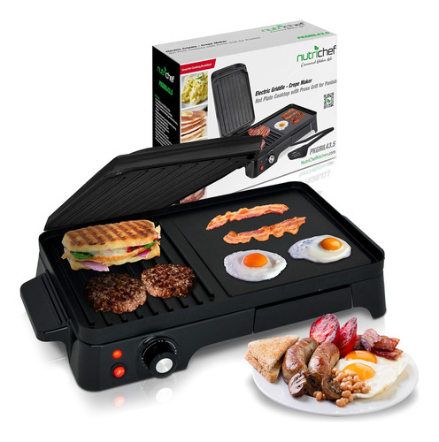 Nutrichef 2 En 1 Panini Press Grill Gourmet Sandwichera Y Pl