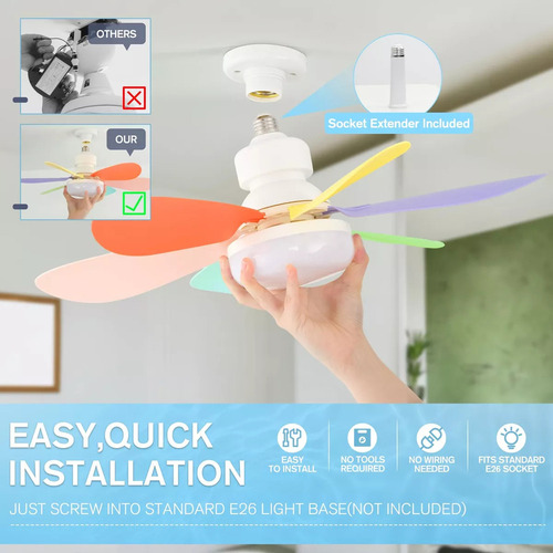 Li Luz Led De Ventilador Con Control Remoto Inteligente B