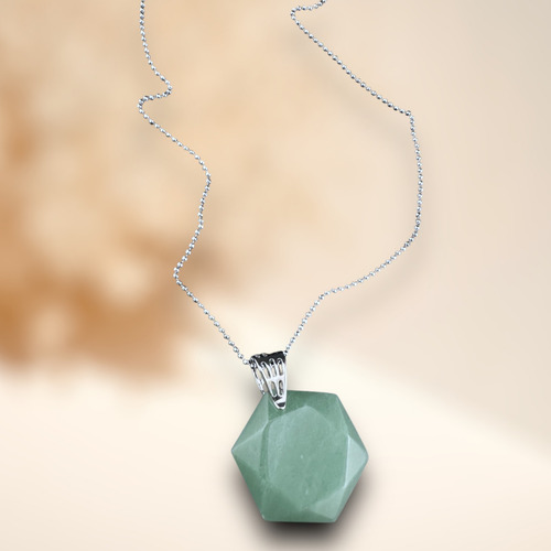 Collar Cuarzo Hexagonal Destiny Color Aventurina Verde - Salud