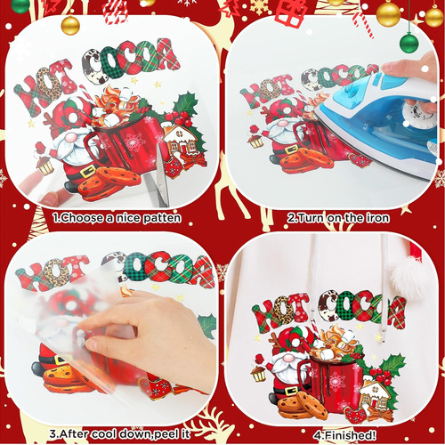 100 Piezas De Transferencias De Hierro De Feliz Navidad...
