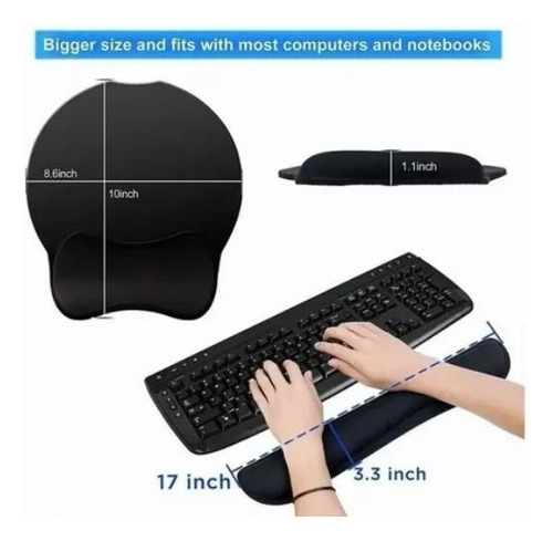 Set 2 Pack Reposamuñecas Mouse Alfombrilla Teclado Muñeca