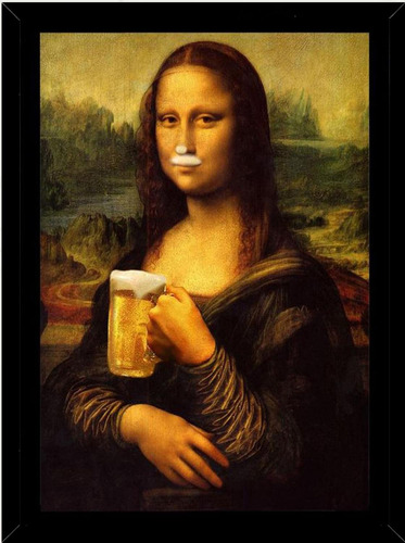 Cuadro Decorativo Mona Lisa Tomando Cervesa Medidas 30x40 Cm