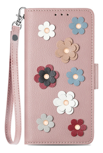 Funda Tipo Cartera De Piel Con Diseño De Flores En 3d For T