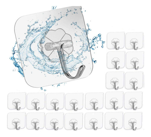 20pcs Ganchos Para Pared,ganchos Adhesivos Transparentes