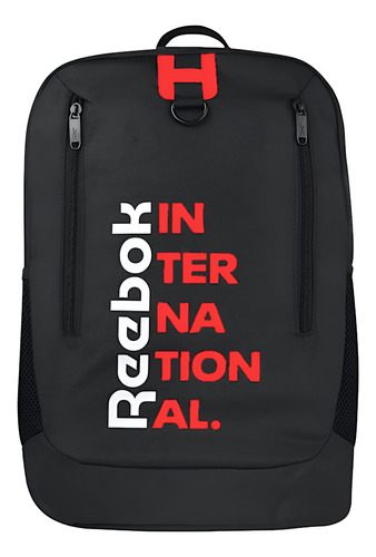 Mochila Reebok Bp0208 Negra Con Rojo Comoda Original Negro Lisa
