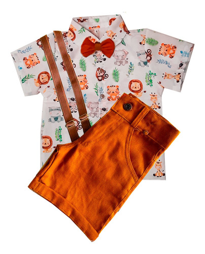 Conjunto Safari Camisa Menino Festa Infantil Temático Suspen